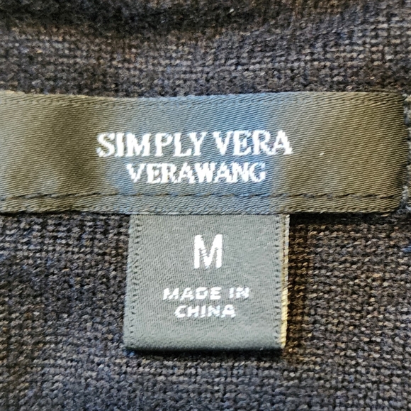 ​Vera Wang Simply Vera Black & Gray Herringbone Hoodie - Size M - Picture 3 of 7